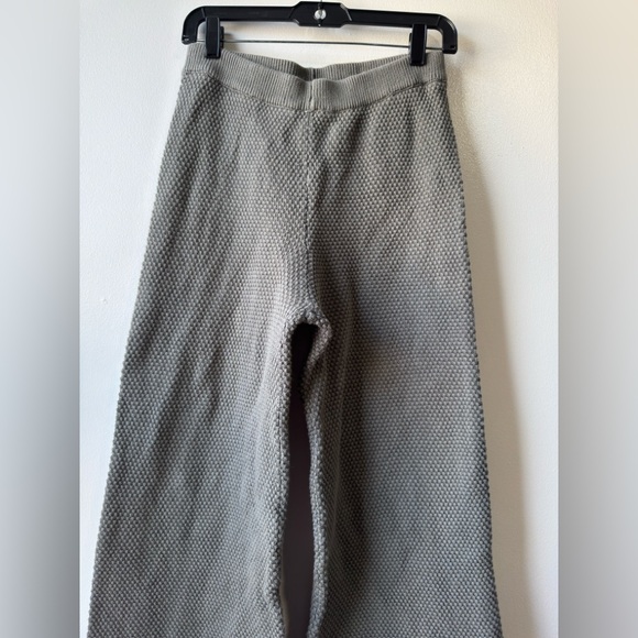 Free People  Beach Hailee Sweater Khaki Waffle Cropped Beige Wide Leg Knit Pants - Picture 3 of 9